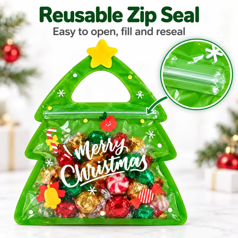 Christmas Tree Candy Bags with Handles for Holiday Treats Party Favors Gifts