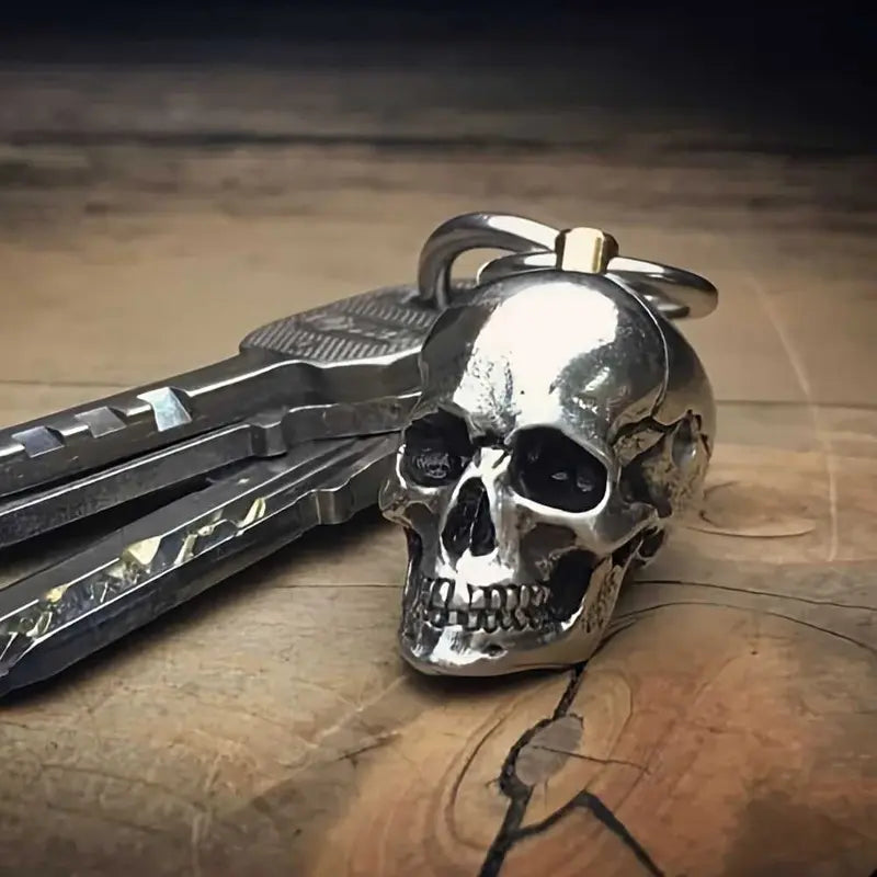 Heavy Duty Skull Keychain for Gothic Biker EDC and Everyday Carry