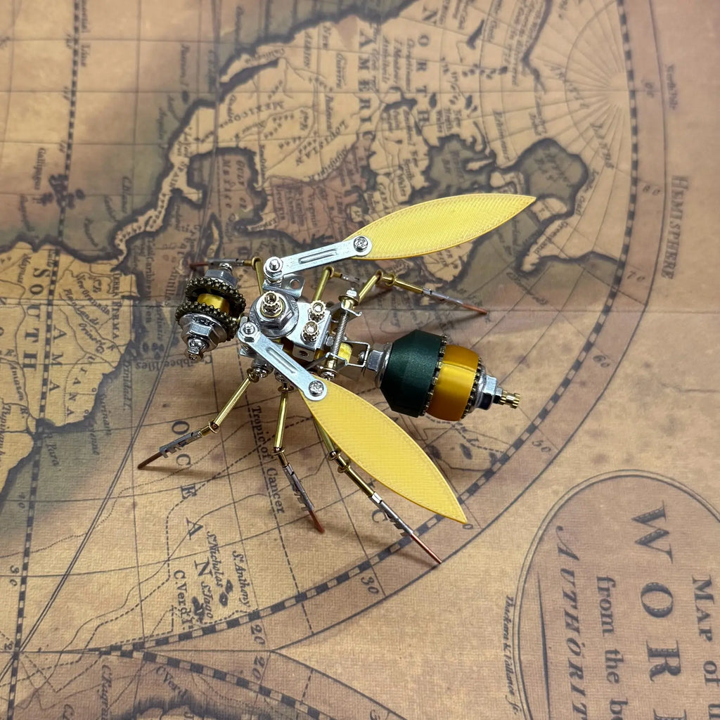 3D Metal Mechanical Bee Puzzle Kit – DIY Steampunk Insect Model, Adult Assembly Collectible, Desk Decor & Gift