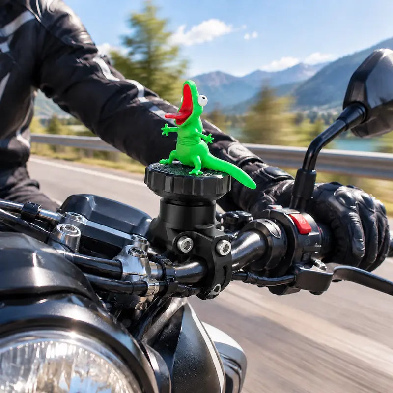 Funny Gecko Spring Motorcycle Ornament, Wiggly Lizard Decoration, Novelty Gift for Motorcycle Riders