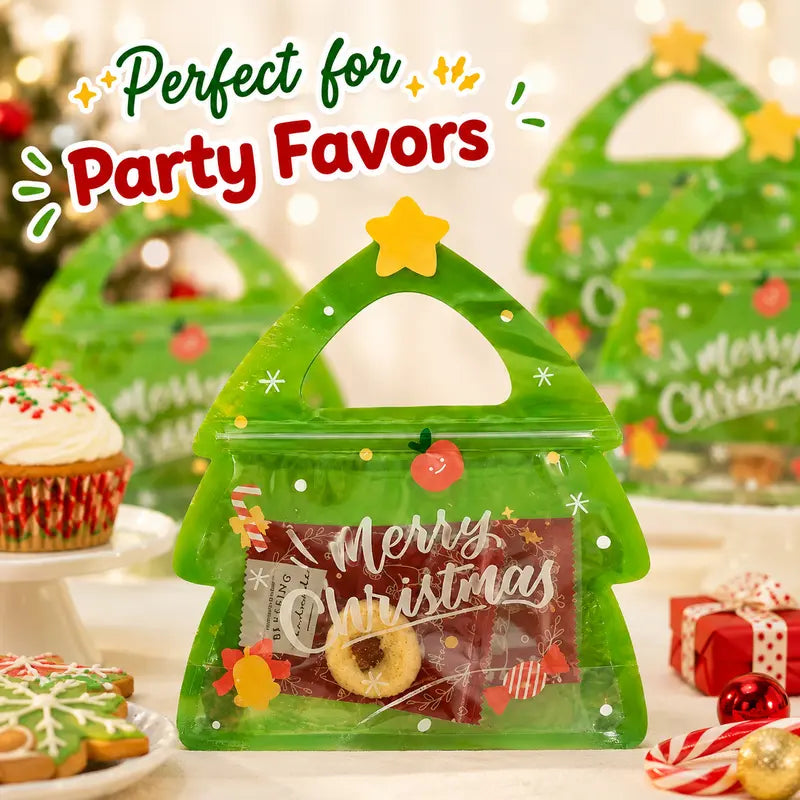 Christmas Tree Candy Bags with Handles for Holiday Treats Party Favors Gifts