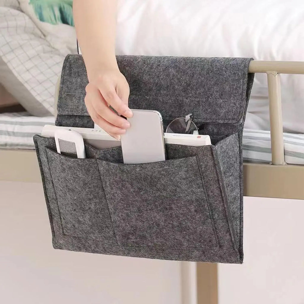 Bedside Storage Caddy with Five Pockets for Dorm Bedroom and Sofa Organization