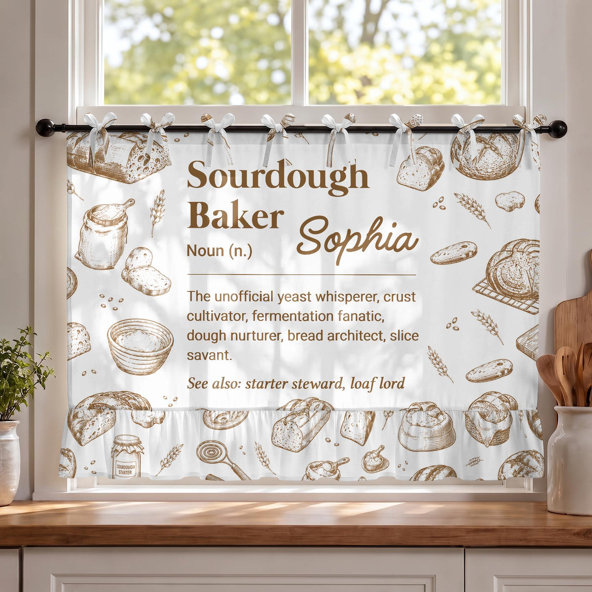 Sourdough Baker Noun, Personalized Oven Skirt Curtain, Gift For Bakers - 8