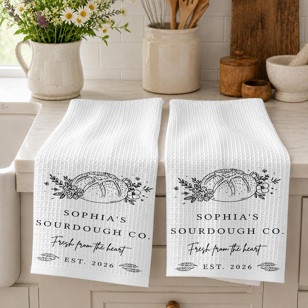Sourdough Co Fresh From The Heart, Personalized Kitchen Towel, Baker Gift - 3
