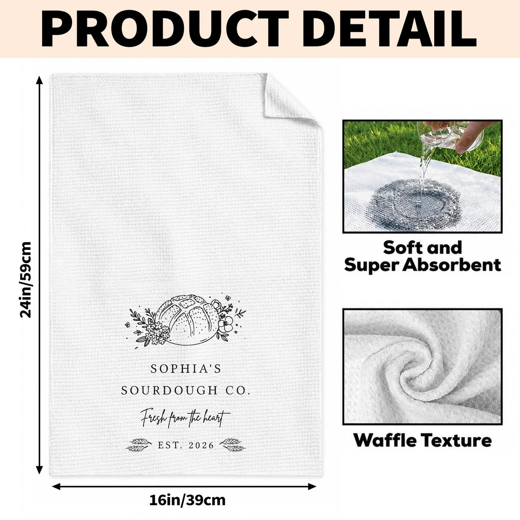Sourdough Co Fresh From The Heart, Personalized Kitchen Towel, Baker Gift - 7