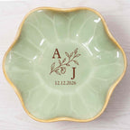 Our Monogram Floral, Personalized Lotus Jewelry Dish, Gift For Couples - 3