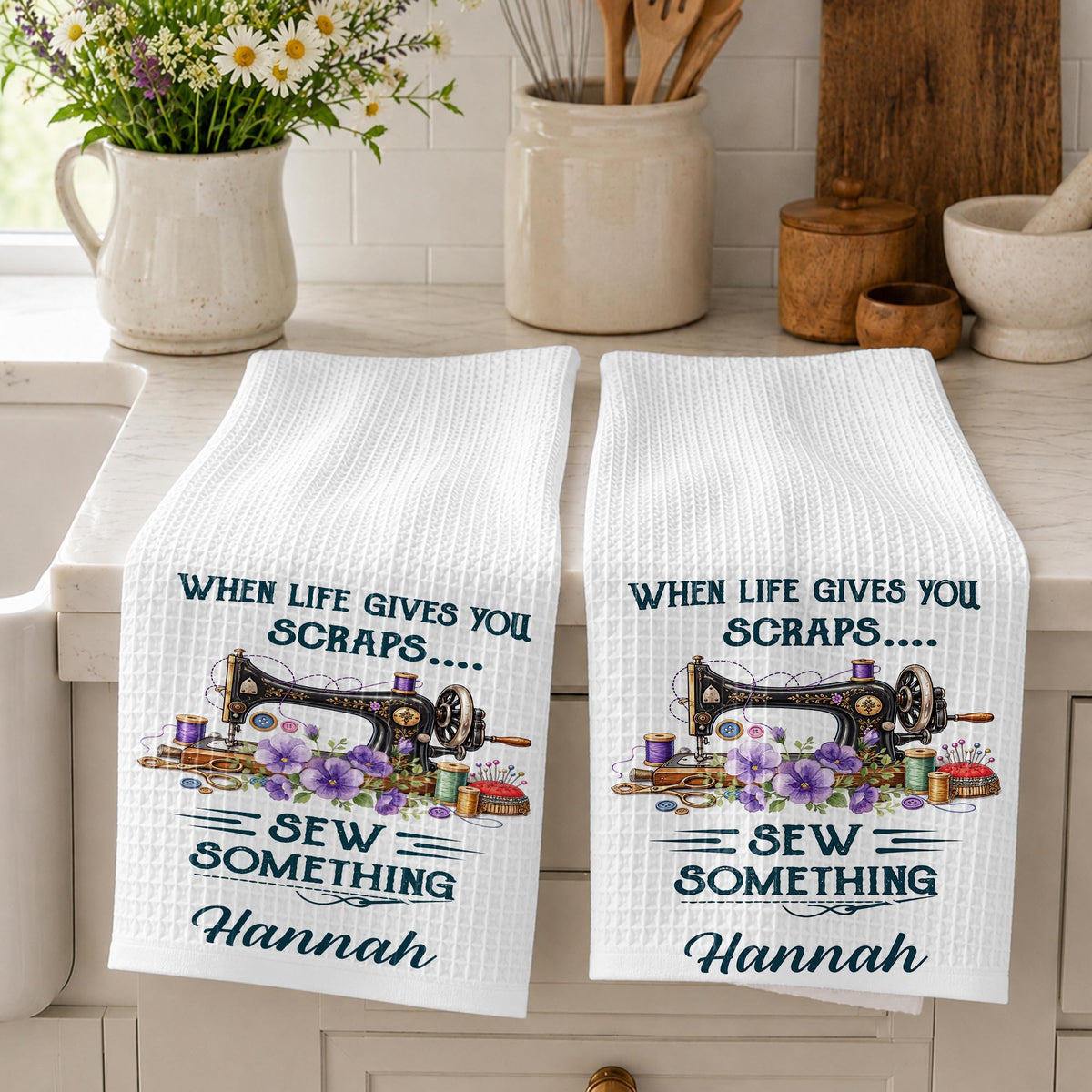 When Life Gives You Scraps Sew Something, Kitchen Towel, Sewing Gift - 3