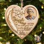 On Angel's Wings, Personalized Custom Wood Ornament, Memorial Gift - 3