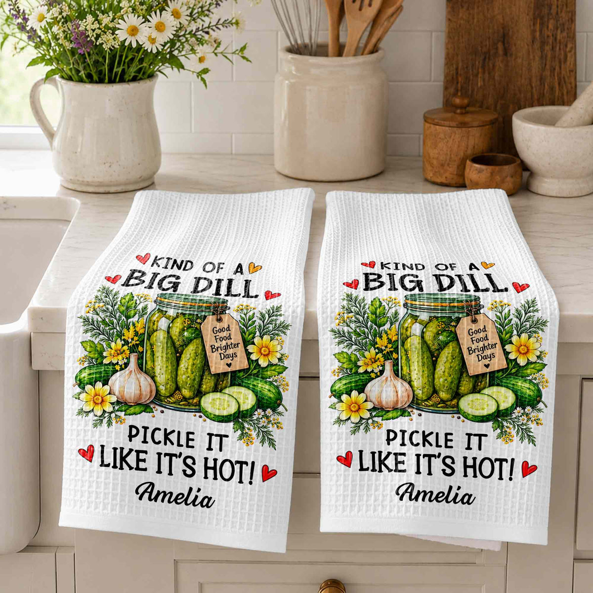 Kind Of A Big Dill, Personalized Kitchen Towel, Gift For Pickle Lovers - 3