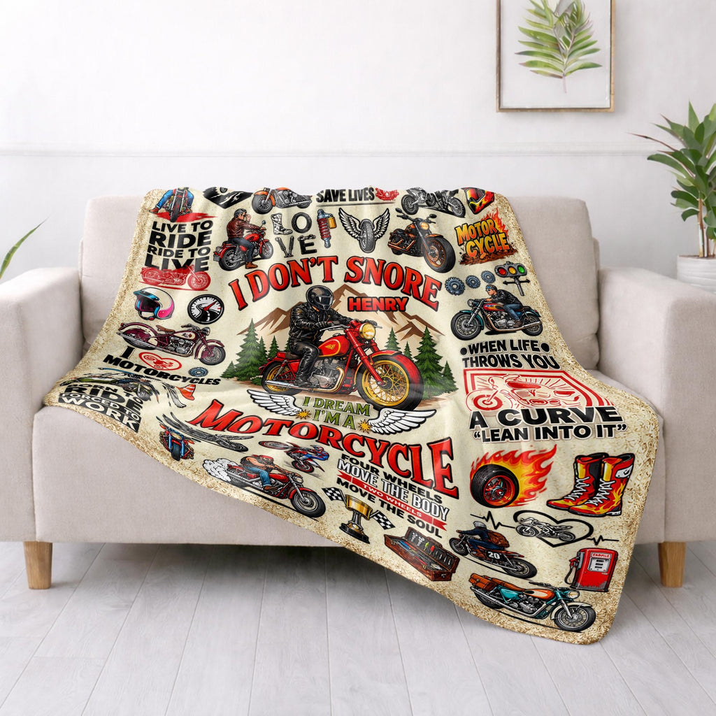 I Don't Snore I Dream I'm A Motorcycle, Personalized Blanket, Gift For Him - 5