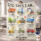 God Says I Am Construction Blanket, Personalized Gift For Kid Lovers - 1