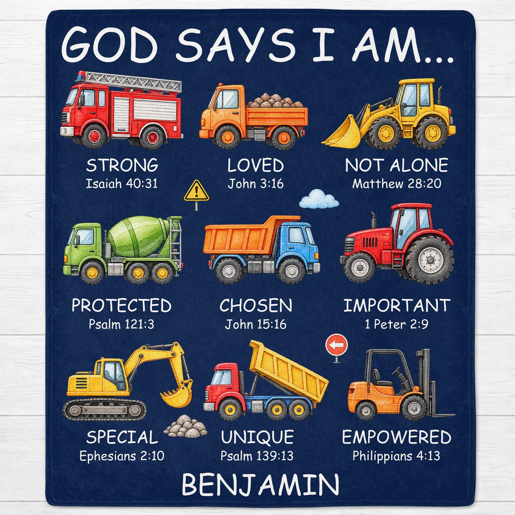 God Says I Am Construction Blanket, Personalized Gift For Kid Lovers - 4