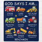 God Says I Am Construction Blanket, Personalized Gift For Kid Lovers - 4