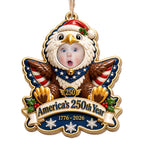 America's 250th Year Patriotic Eagle, Personalized Custom Wood Ornament, Gift For Grandkids - 13