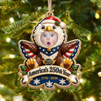 America's 250th Year Patriotic Eagle, Personalized Custom Wood Ornament, Gift For Grandkids - 4