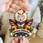 America's 250th Year Patriotic Eagle, Personalized Custom Wood Ornament, Gift For Grandkids - 6