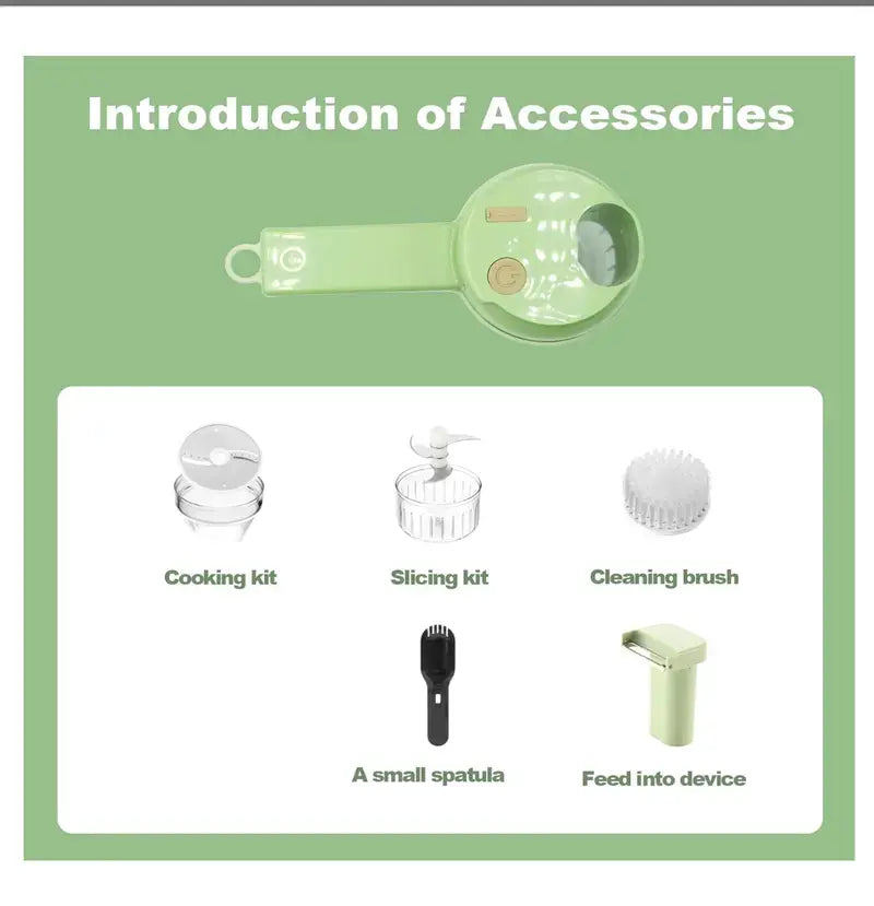 4-in-1 Electric Food Chopper Portable Kitchen Prep Tool for Quick Meal Preparation