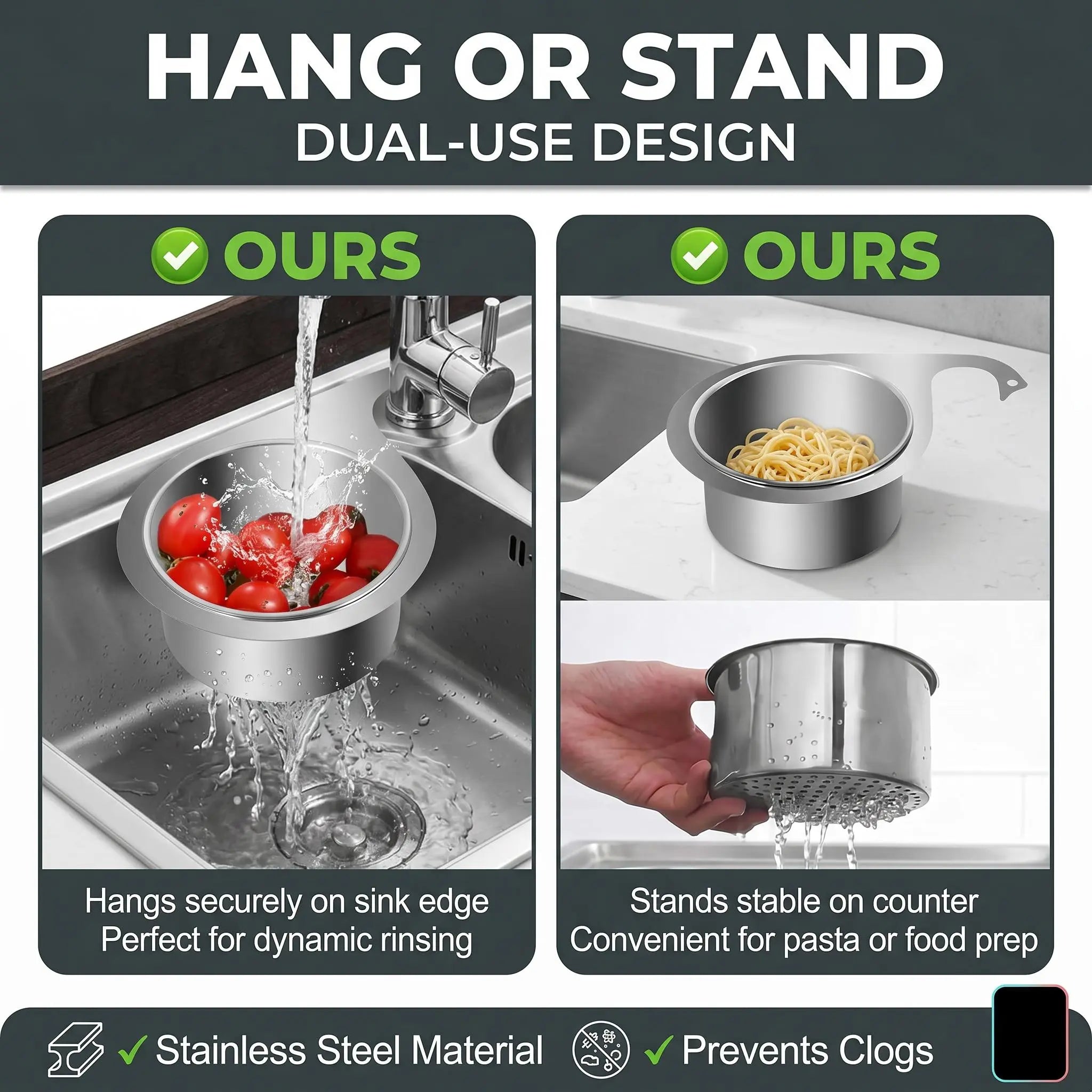 Stainless Steel Swan Sink Strainer Basket for Easy Kitchen Drain Cleaning