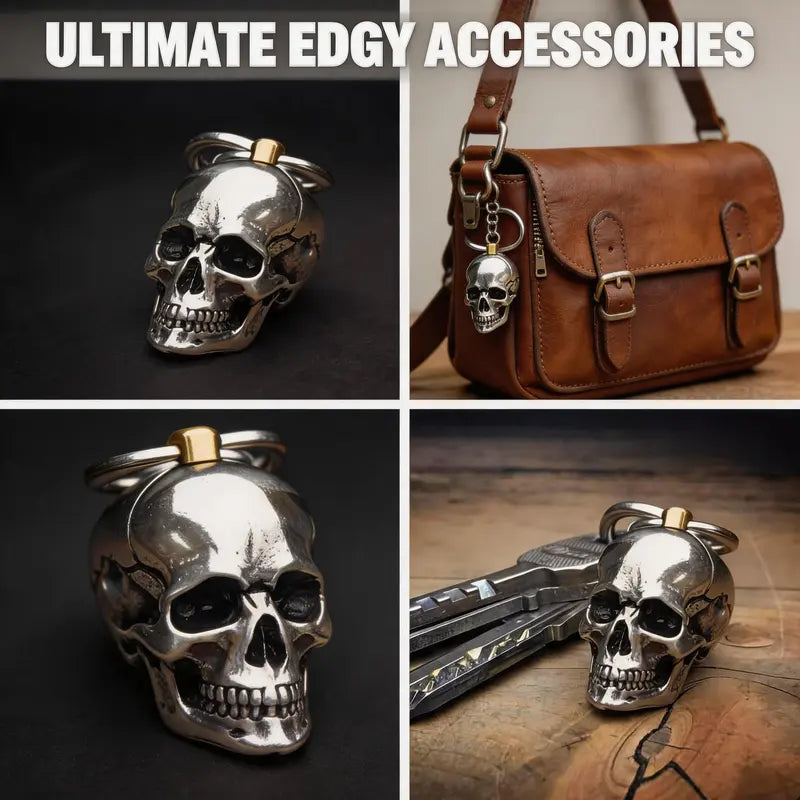 Heavy Duty Skull Keychain for Gothic Biker EDC and Everyday Carry