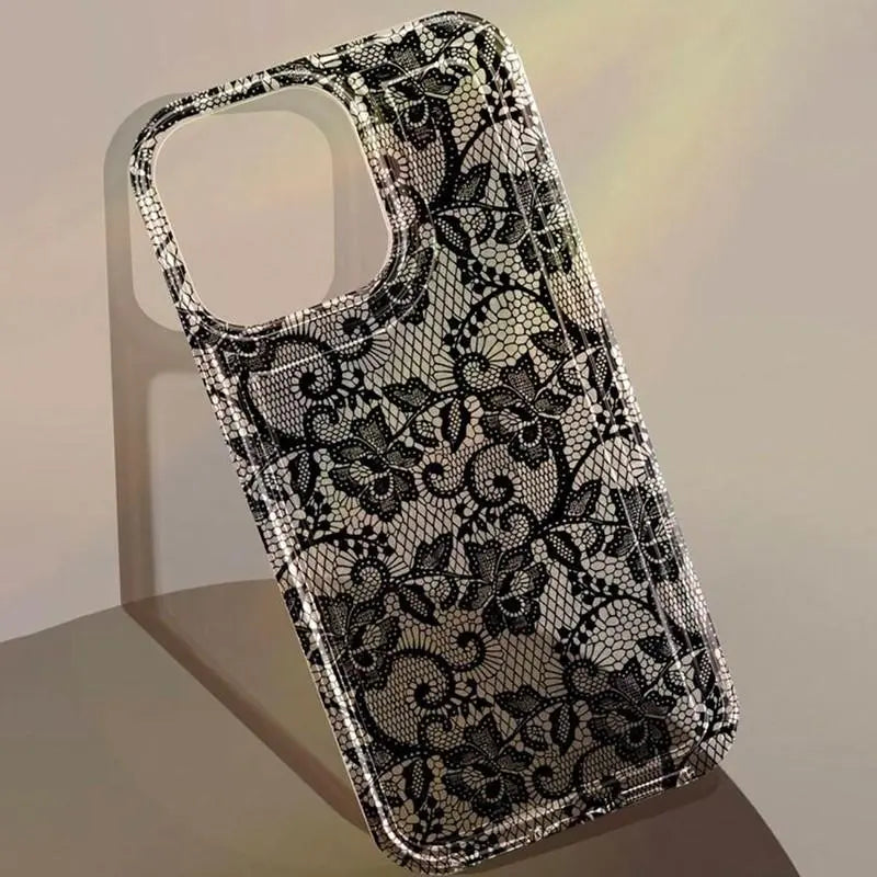 Romantic Lace Pattern Phone Case with Air Cushion Protection for Elegant Everyday Style