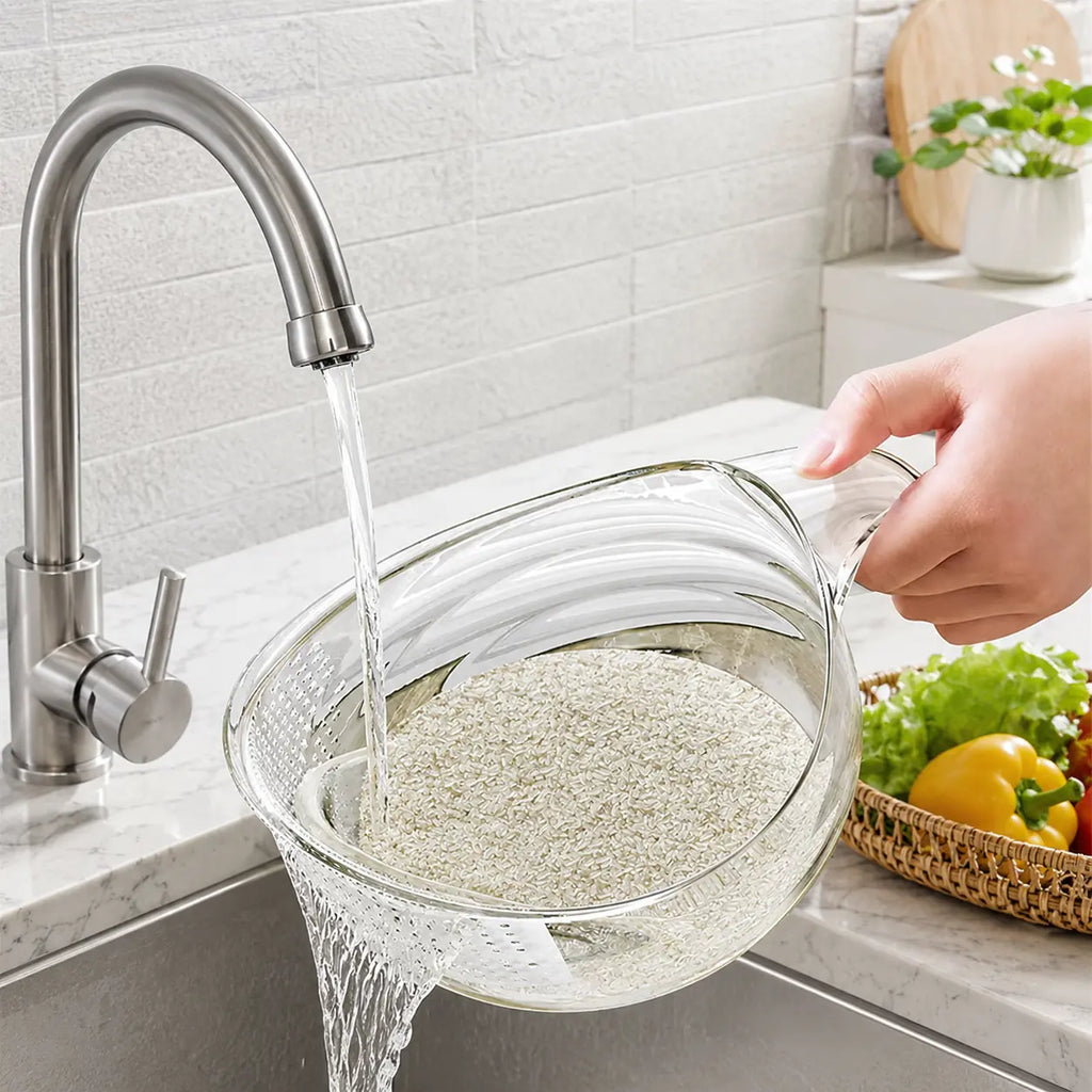 Égouttoir à riz multifonctionnel et esthétique avec poignée – Passoire à fruits et légumes en plastique robuste sans BPA