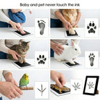 Kit souvenir d'empreintes de pattes d'animaux de compagnie sans salissure avec cadres pour chiens et chats