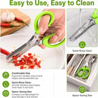 Stainless steel herb scissors, with 5 blades, multi-blade herb cutting scissors, suitable for kitchen salads