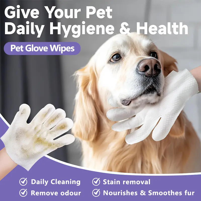20-Pack Pet Cleaning Wipes & Bathing Gloves – Hypoallergenic Coconut Oil Deodorant Wipes for Dogs