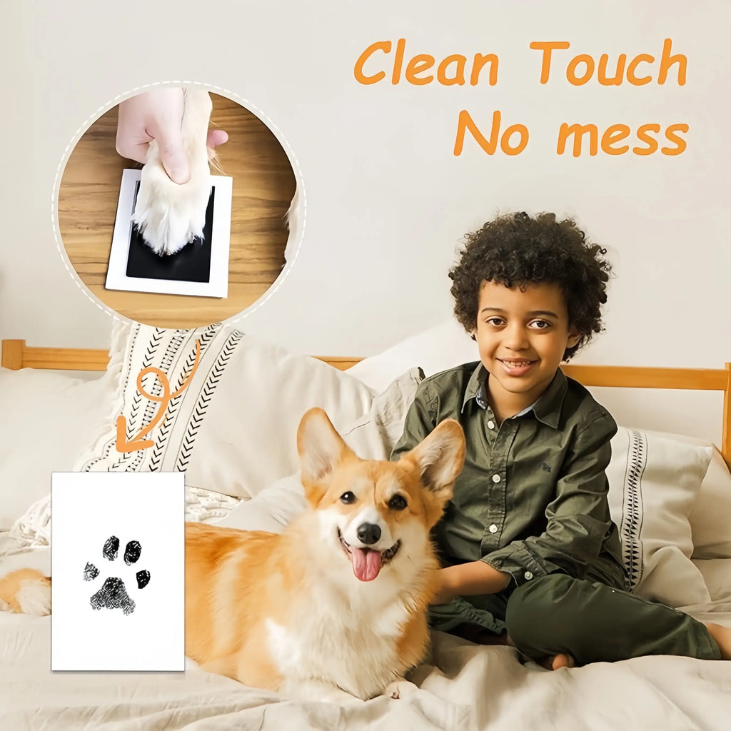 Kit souvenir d'empreintes de pattes d'animaux de compagnie sans salissure avec cadres pour chiens et chats