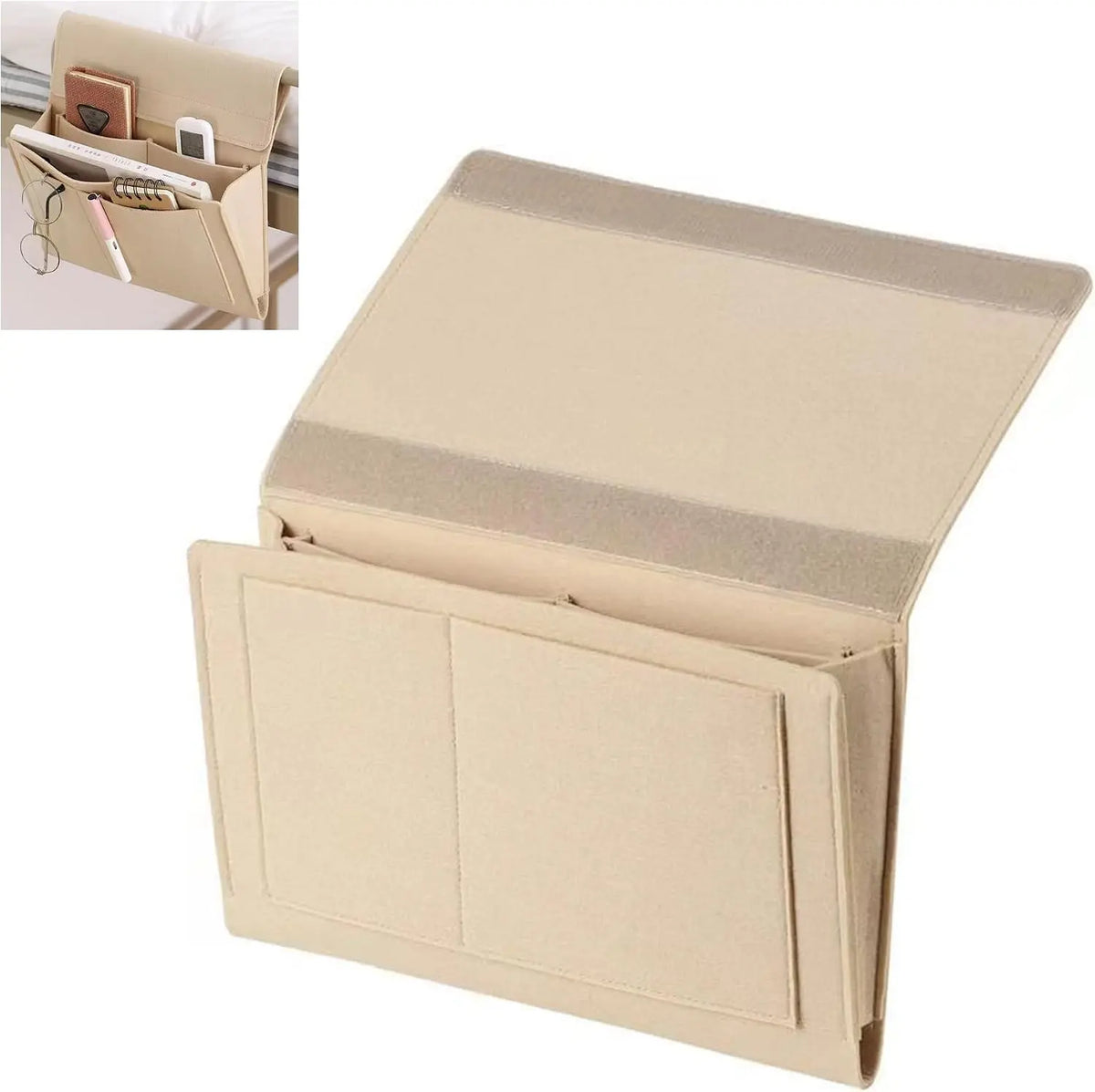 Bedside Storage Caddy with Five Pockets for Dorm Bedroom and Sofa Organization