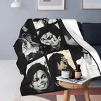 Pop Music Legend Photo Collage Blanket for Retro Fan Room Decor