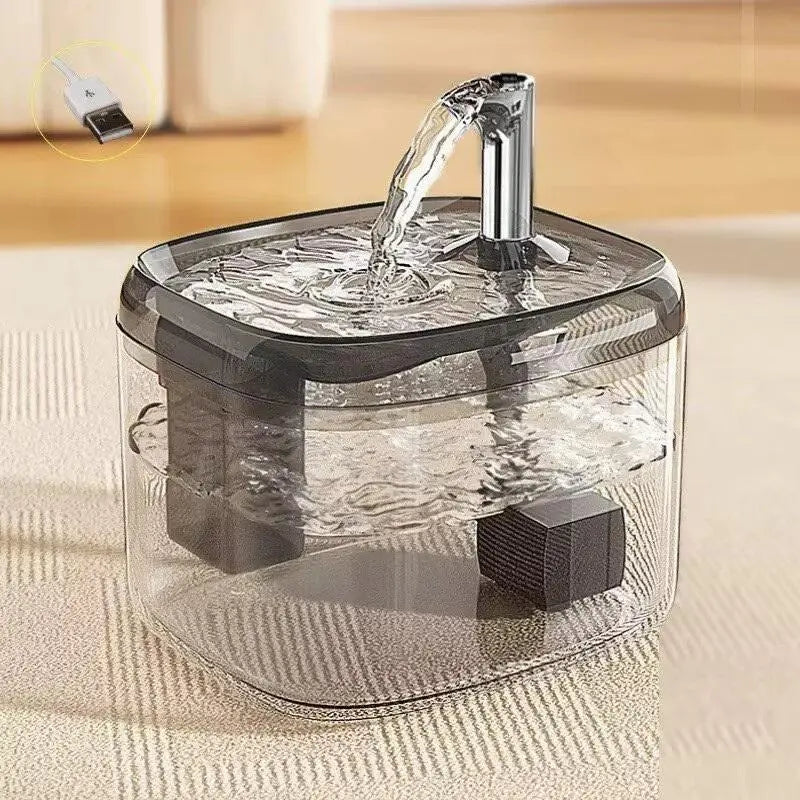 Fontaine à eau automatique pour chats de 1,5 L – Distributeur d'eau fraîche filtrée USB pour animaux de compagnie