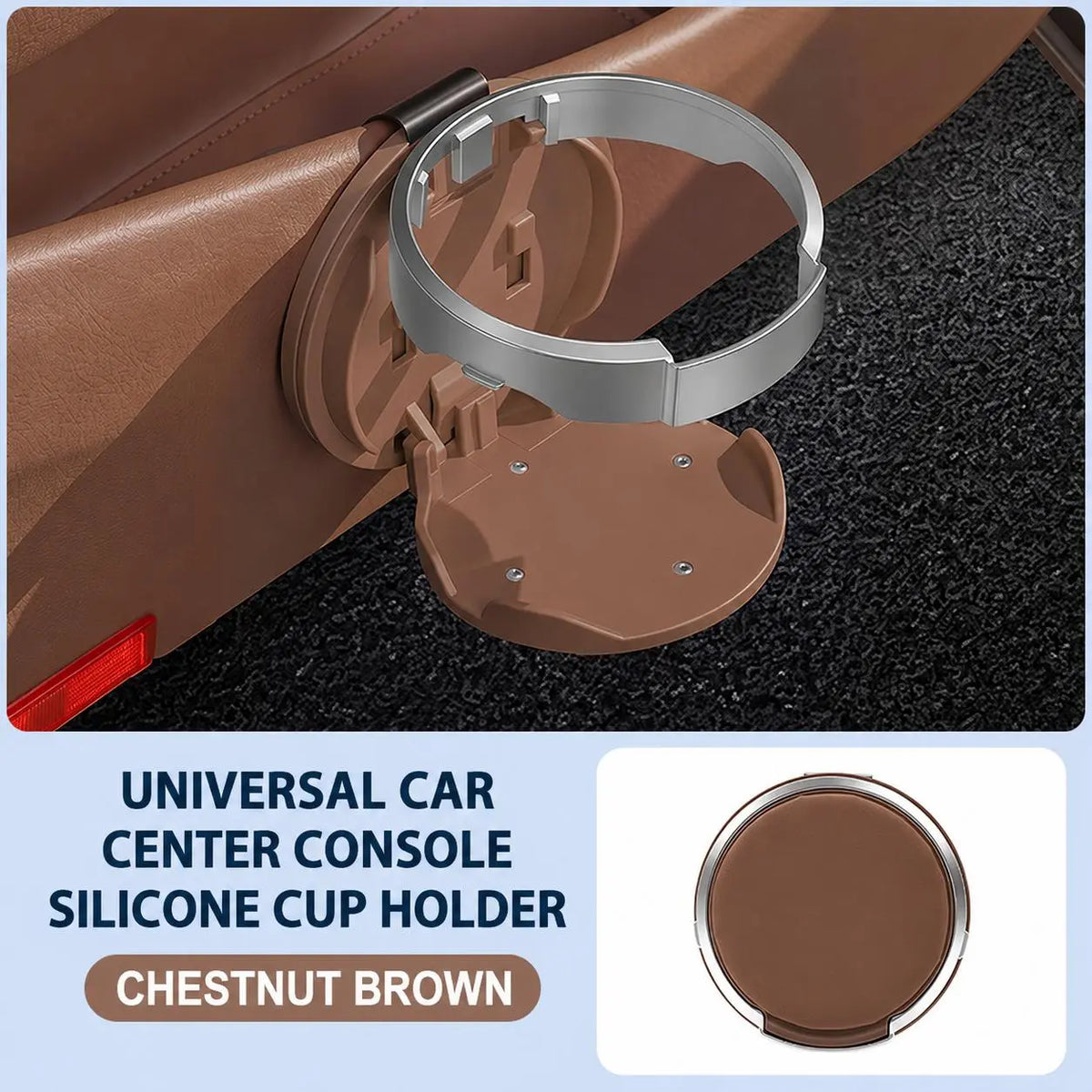Universal Foldable Car Cup Holder with Hook for Bottles Tumblers and Coffee Cups