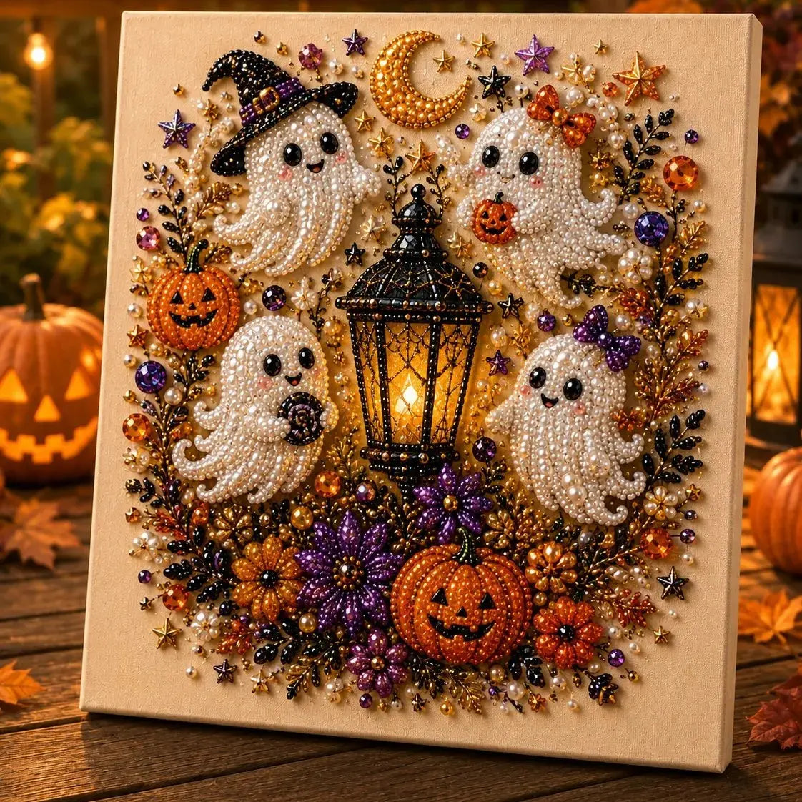 Halloween Ghost Pearl Art DIY Kit for Spooky Fall Home Decor