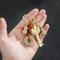 Feng Shui Five Blessings Lucky Keychain Charm for Wealth Health Success and Protection