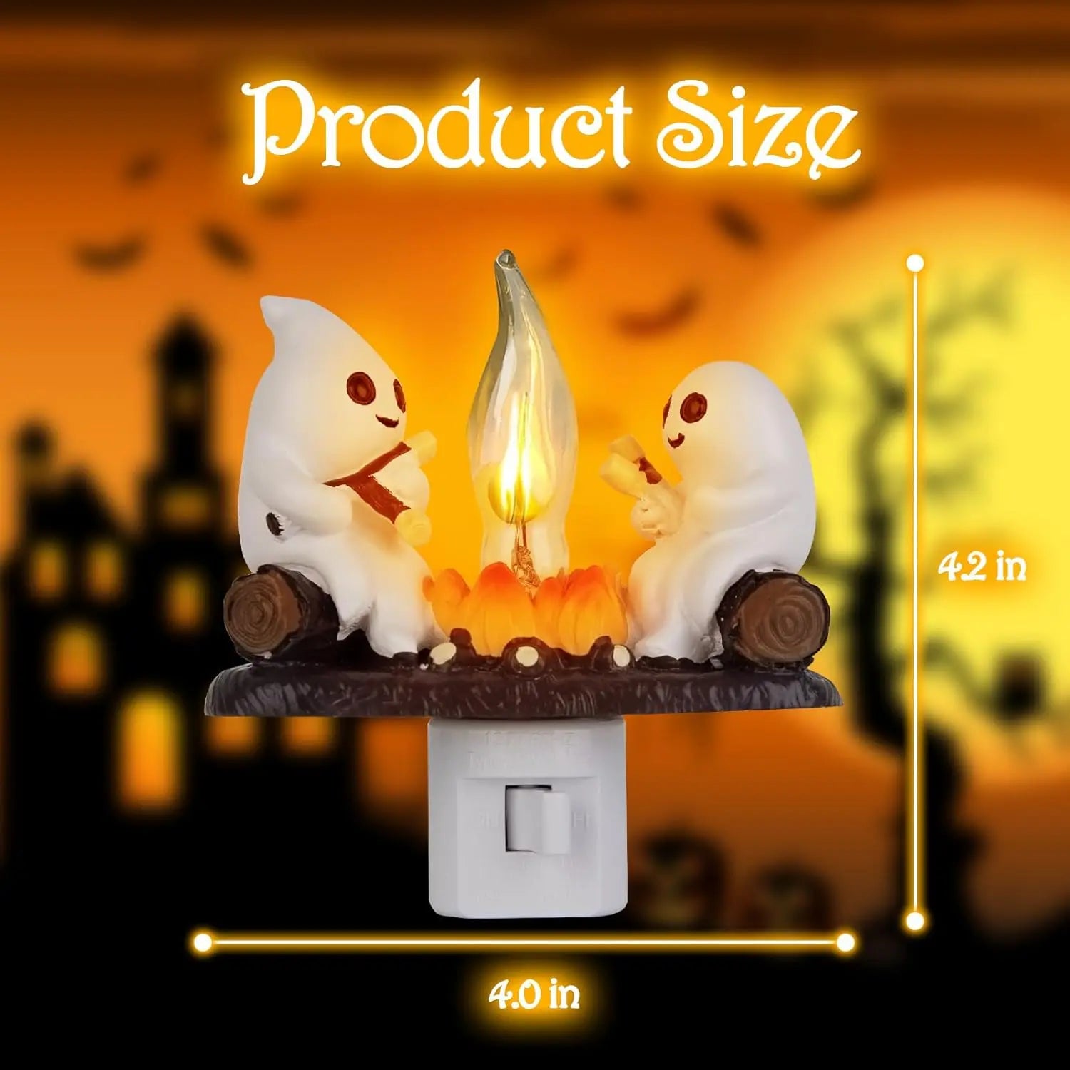 Ghost Campfire Flickering Night Light for Halloween Room Decor