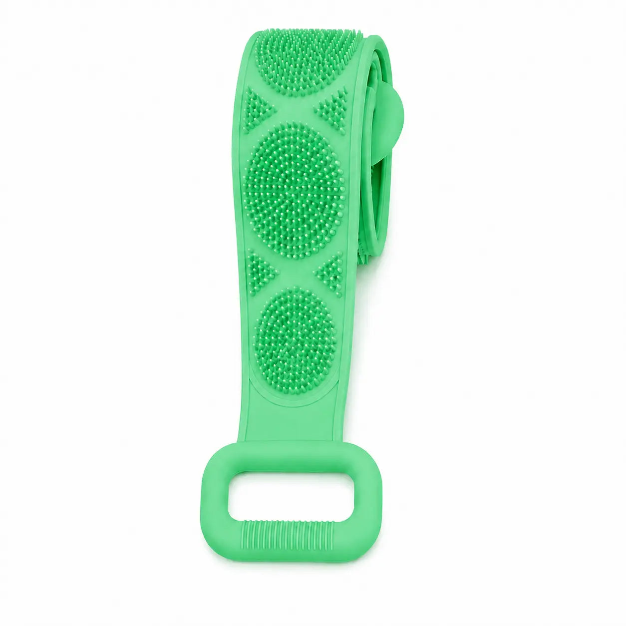 Double-Sided Silicone Bath Brush with Mesh Sponge, Long Back Scrubber Strap with Soft Bristles & Handles for Full-Body Cleansing
