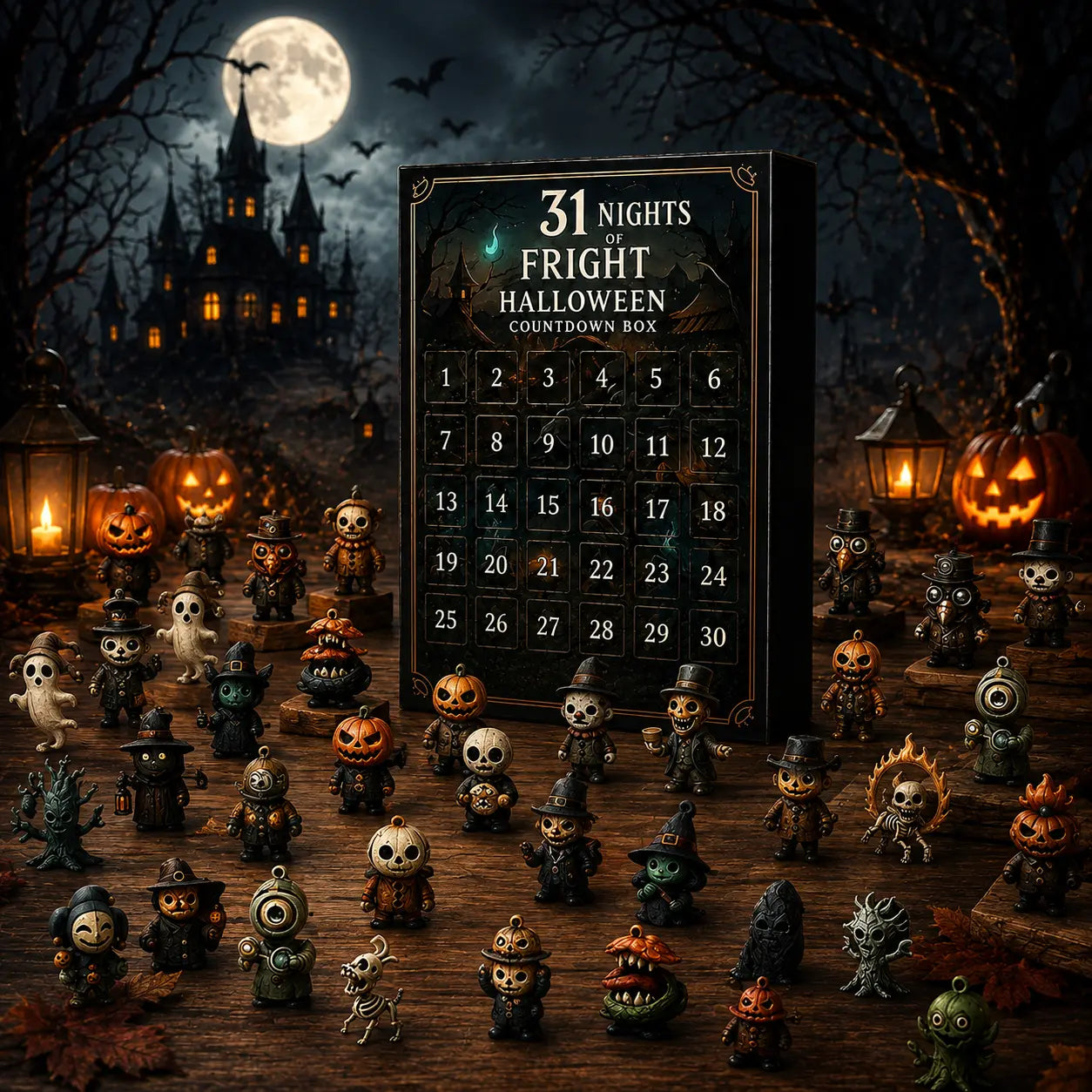 Halloween Countdown Advent Calendar Blind Bag Figurine Set for Horror Fans