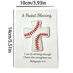 Handmade Baseball Pocket Cross with Philippians 4:13 Verse Card, Christian Gift for Players, Coaches & Baseball Fans