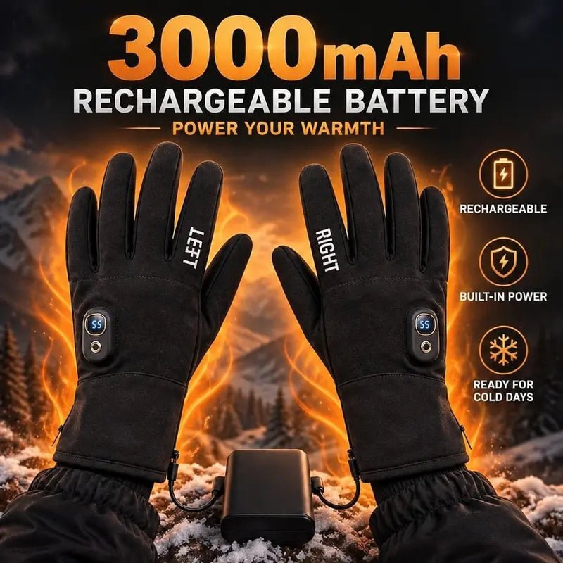 Rechargeable Heated Gloves with Touchscreen Fingertips for Cycling and Cold Weather