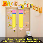 2 Pcs Classroom Door Cover Curtains with Pencil & Composition Notebook Patterns, Back to School Privacy Window Covering, Student Friendly Classroom Decor for Kindergarten Primary Daycare Teacher Office Door