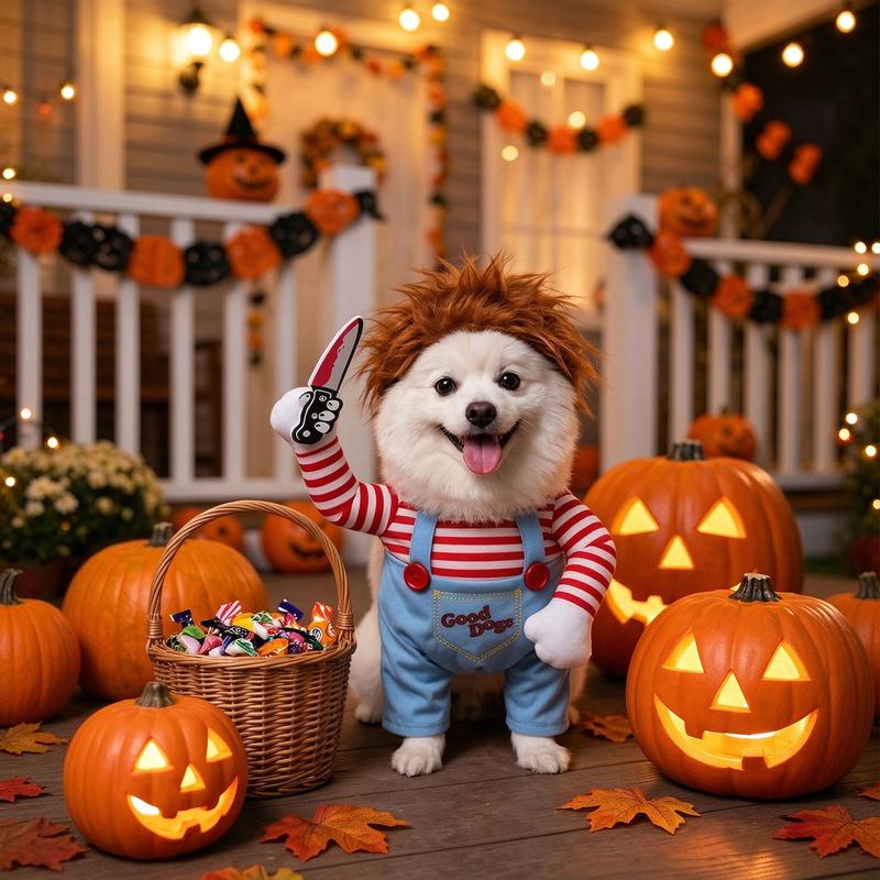 Scary Killer Doll Pet Costume for Small Dogs Cats Halloween Cosplay Parties