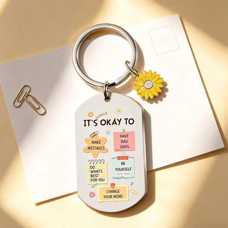 Inspirational Daisy Slogan Keychain for Encouragement Gifts and Everyday Positive Reminders