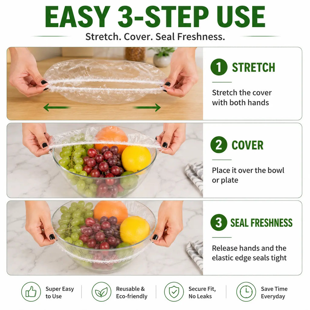 Disposable Stretch Food Covers for Easy Leftover Storage and Everyday Kitchen Prep