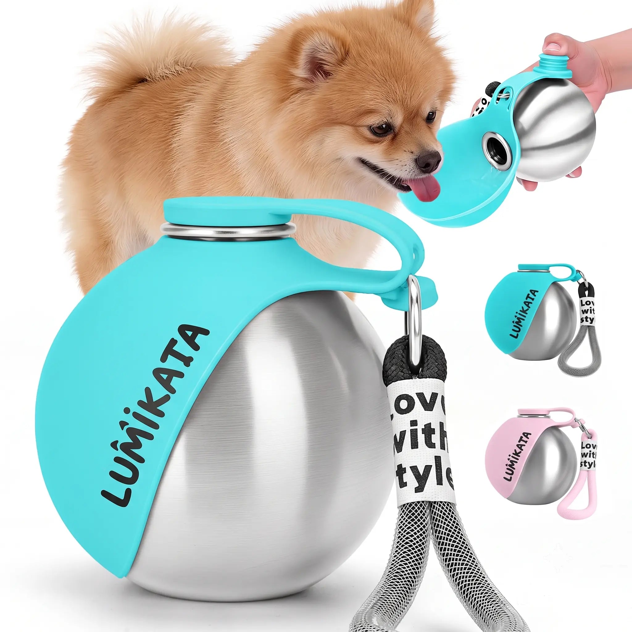 Portable 2-in-1 Dog Water Bottle with Foldable Bowl for Outdoor Walks