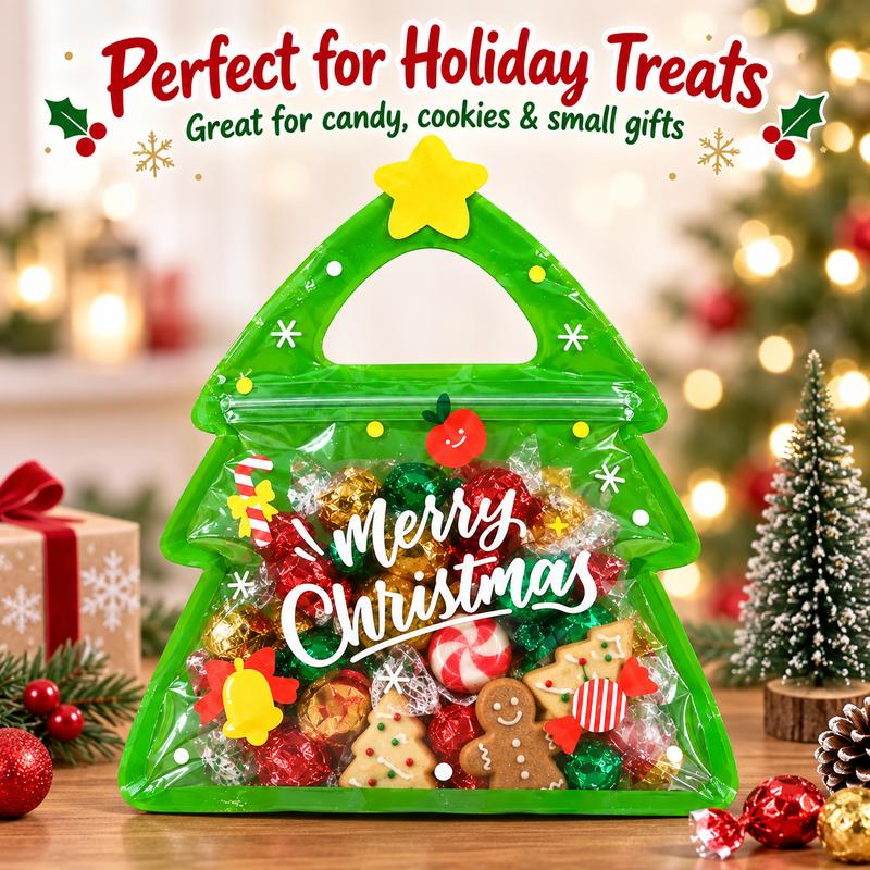 Christmas Tree Candy Bags with Handles for Holiday Treats Party Favors Gifts