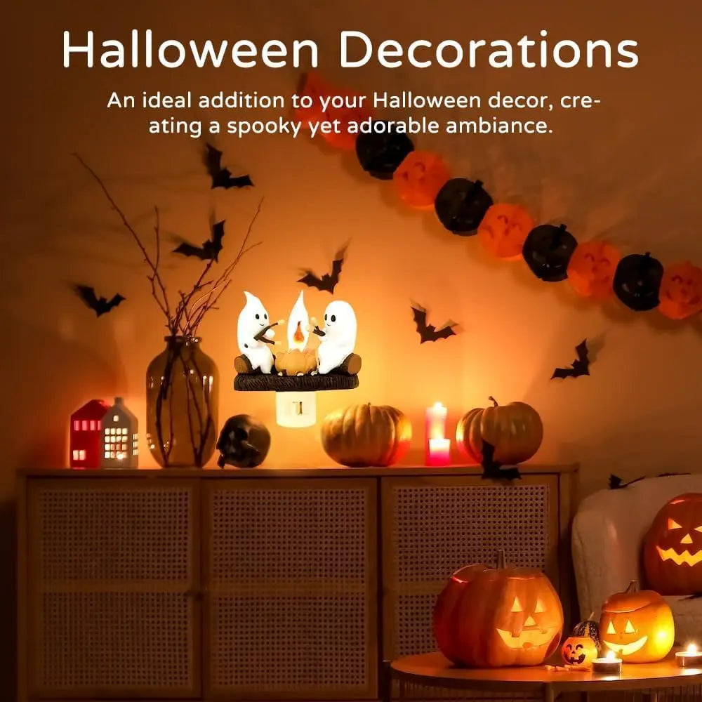 Ghost Campfire Flickering Night Light for Halloween Room Decor