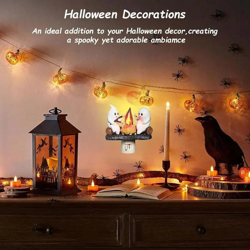 Ghost Campfire Flickering Night Light for Halloween Room Decor