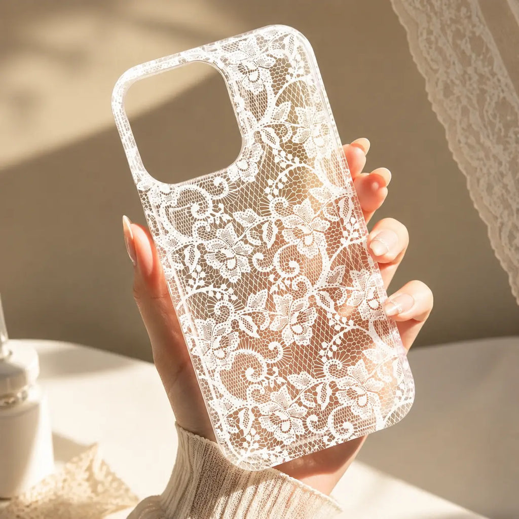 Romantic Lace Pattern Phone Case with Air Cushion Protection for Elegant Everyday Style