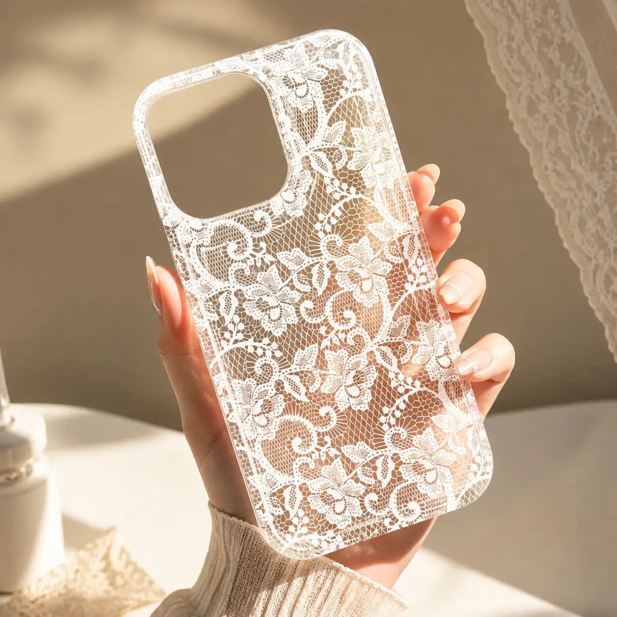 Romantic Lace Pattern Phone Case with Air Cushion Protection for Elegant Everyday Style